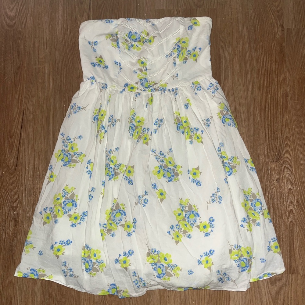 Old navy strapless cotton floral sun dress stretch 10